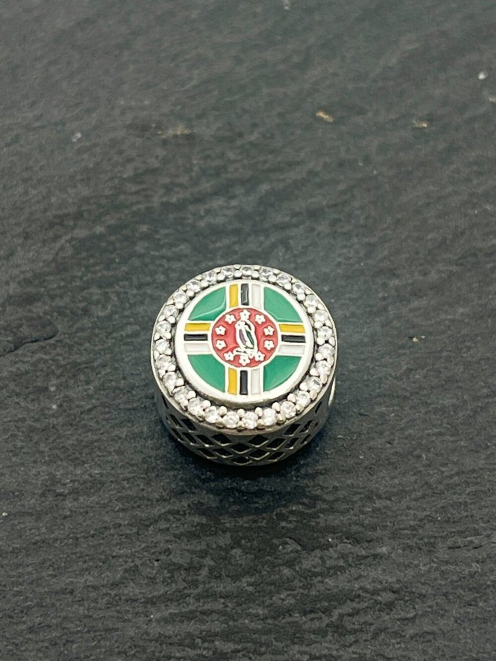 Pandora Dominica Flag Exclusive Charm Sterling Silver Bead Charm Jewelry